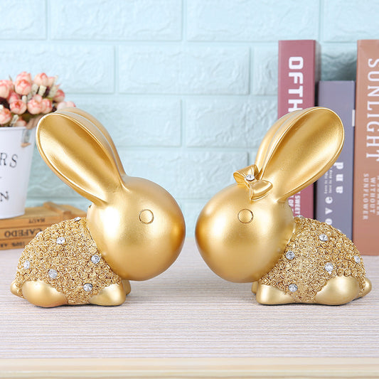 Golden Bunny – Elegante Dekofigur aus Harz