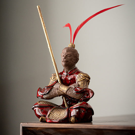 Handgefertigte Buddha-Statue "Zen Warrior" – Einzigartige Dekofigur aus Keramik