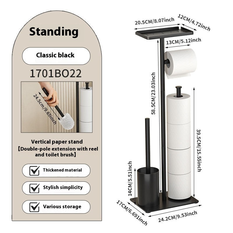 Bodenstehender Toilettenbürstenständer mit Papierhalter