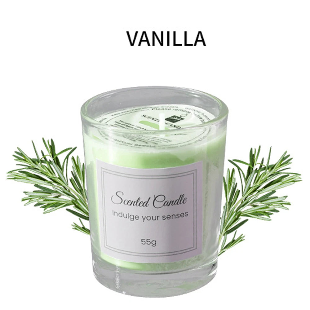 Handmade soy wax candle in a glass