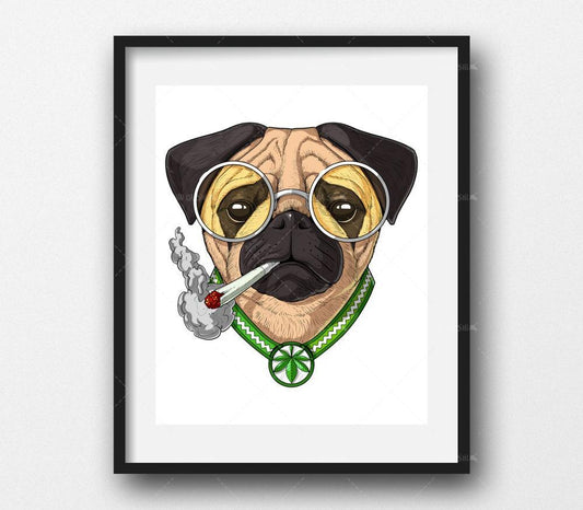 Leinwandbild "Smoking Pug" – Stilvolle Wanddekoration für dein Zuhause